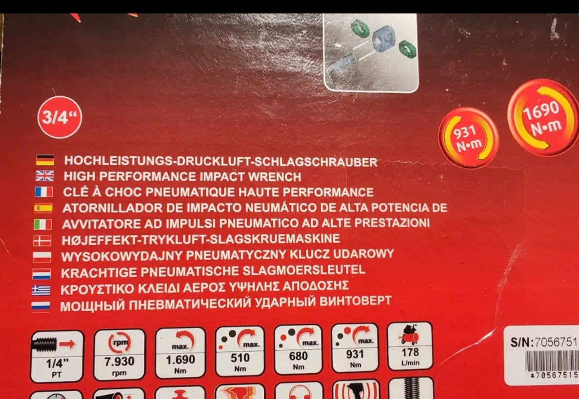 Avvitatore ad Impulsi Pneumatico 3/4" KS Tools MONSTER - Alta Performance (1690 Nm)
