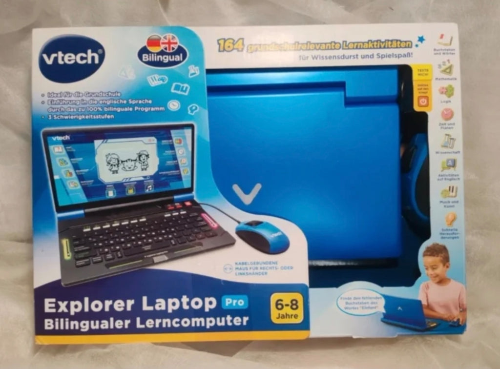Computer Educativo VTech Explorer Laptop Pro Bilingue (Tedesco/Inglese) - NUOVO