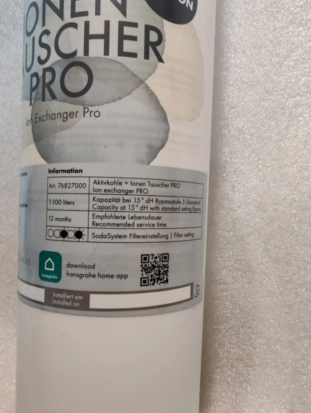 Filtro Scambiatore di Ioni Pro e Carbone Attivo Hansgrohe 76827000 per Aqittura M91 - Nuovo