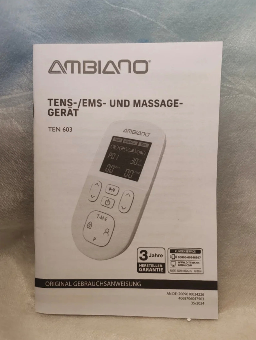 Elettrostimolatore Digitale 3-in-1 TENS EMS e Massaggiatore Ambiano TEN 603 - Nuovo