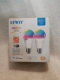 Pacco da 2 Lampadine LED Smart WiFi E27 LVWIT A70 - 12W (1521 Lm) RGBW