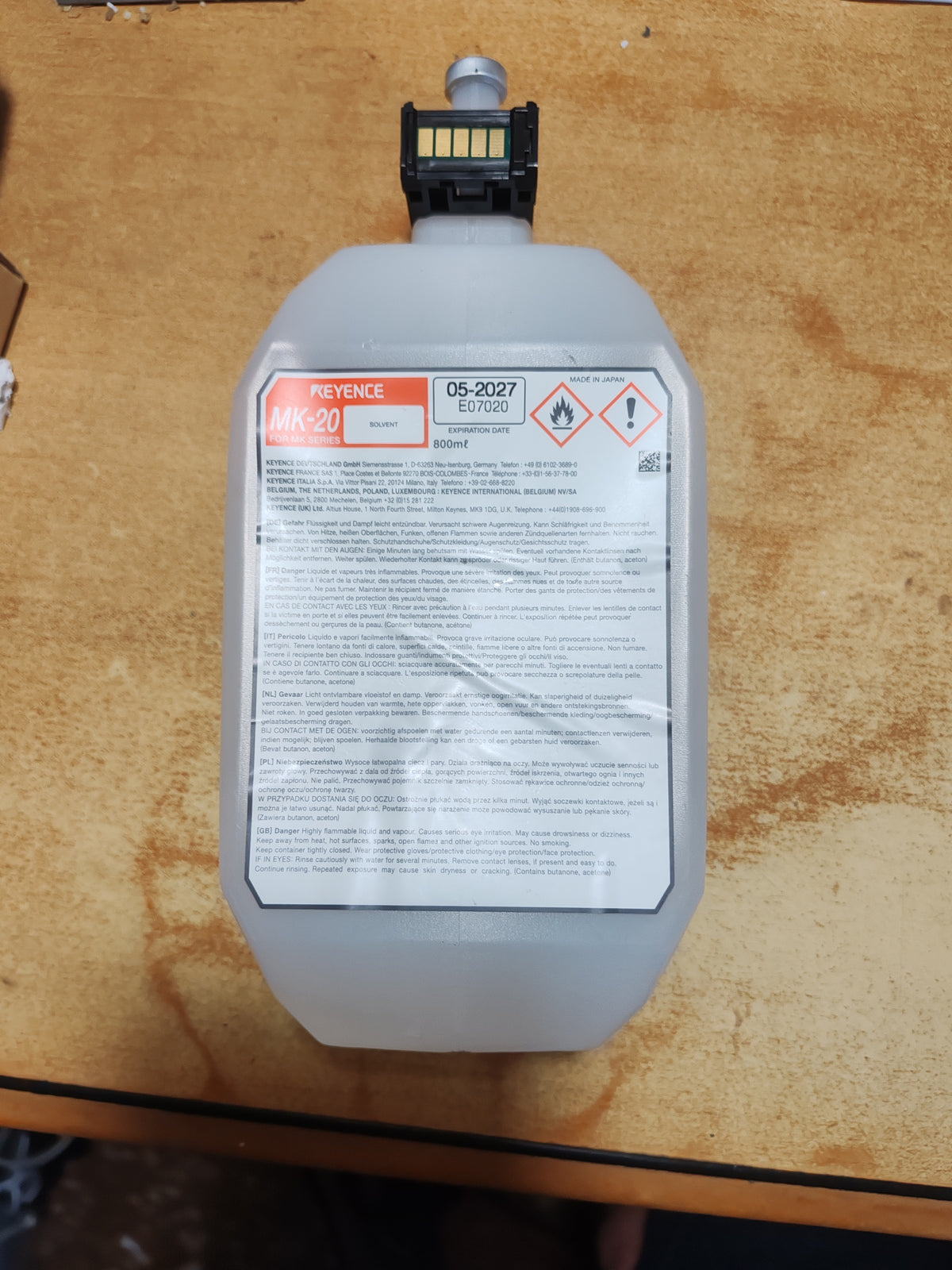 Solvente Keyence MK-20 per Marcatori Serie MK-G (Cartuccia 800 ml)