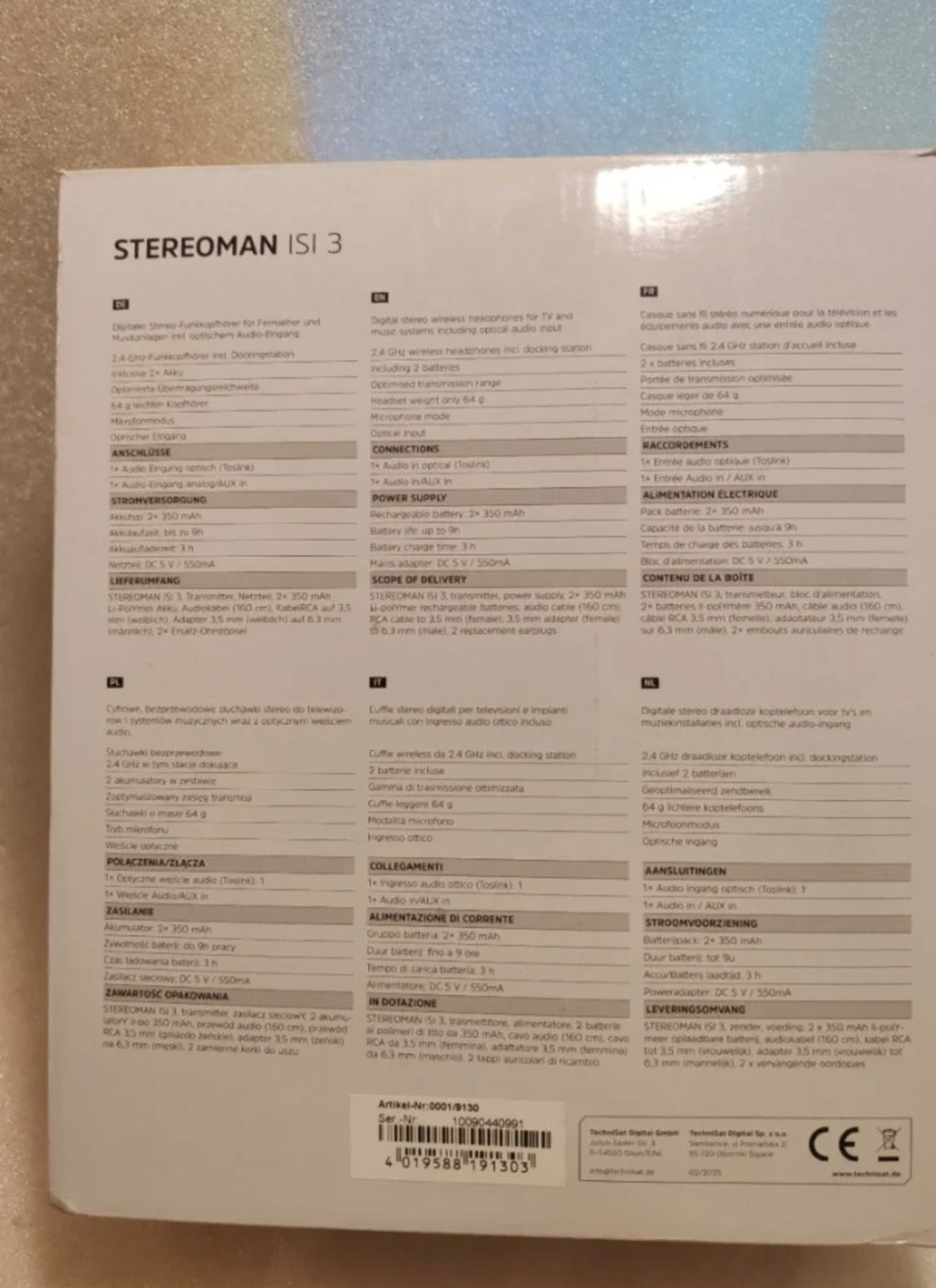 Cuffie TV Wireless Sotto-Mento TechniSat STEREOMAN ISI 3 - NUOVE (Solo Testate)