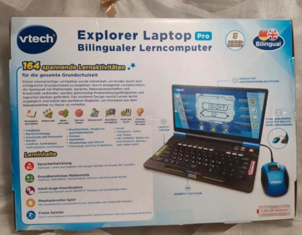 Computer Educativo VTech Explorer Laptop Pro Bilingue (Tedesco/Inglese) - NUOVO