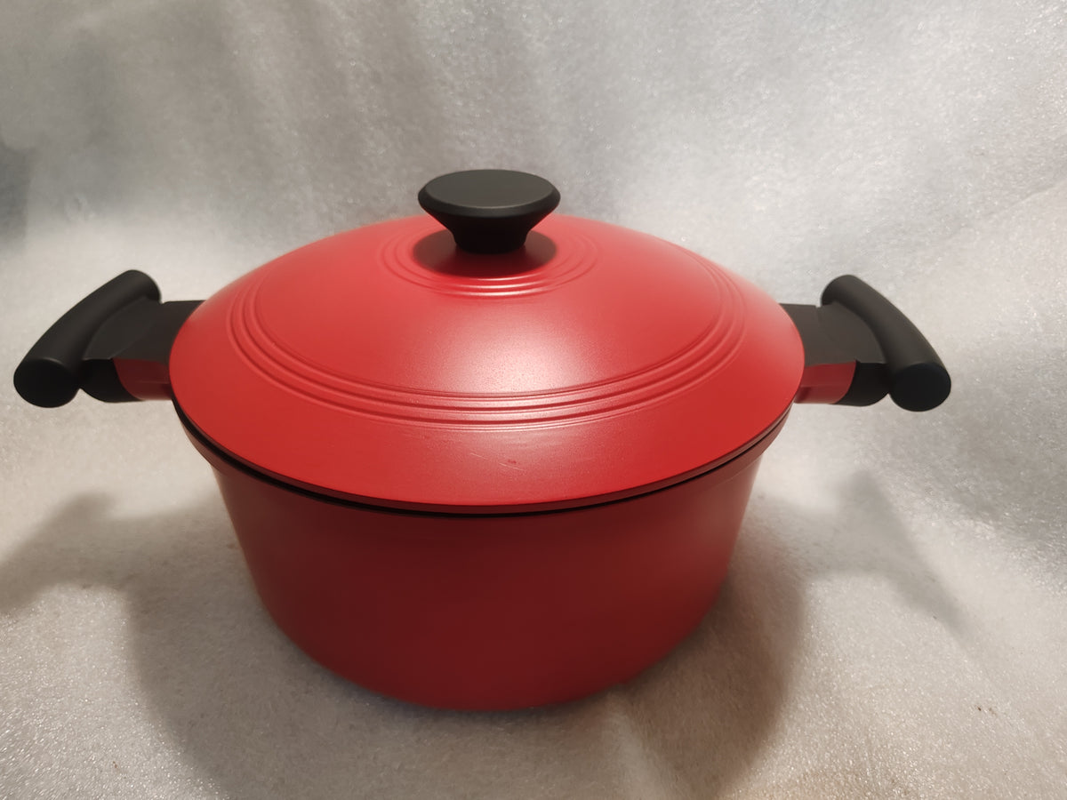 Pentola Casseruola Antiaderente Bobikuke con Manico Rimovibile e Accessori - Rosso Fiammante