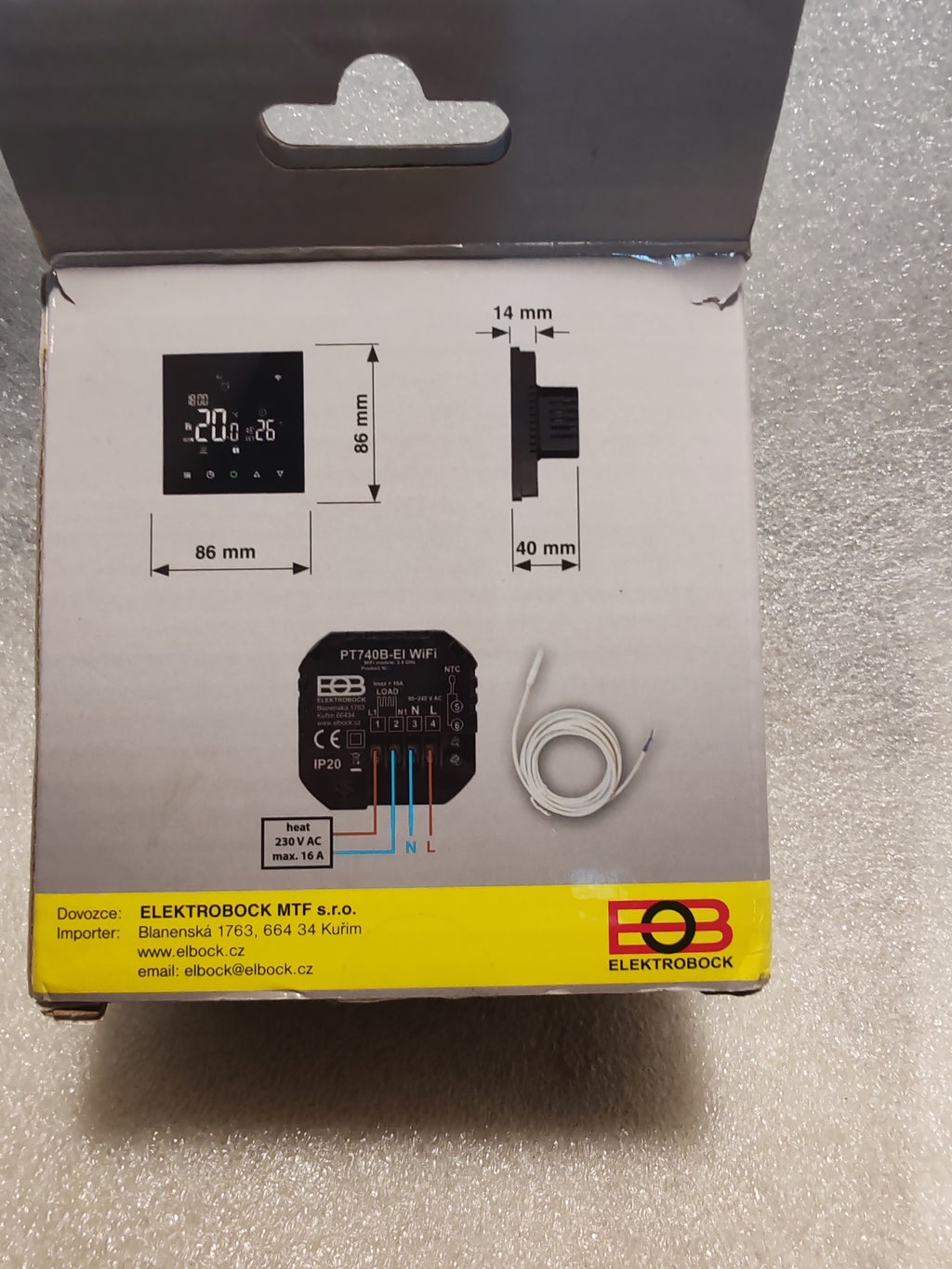 Termostato Digitale Smart Wi-Fi Elektrobock PT740B-EI - Per Riscaldamento a Pavimento
