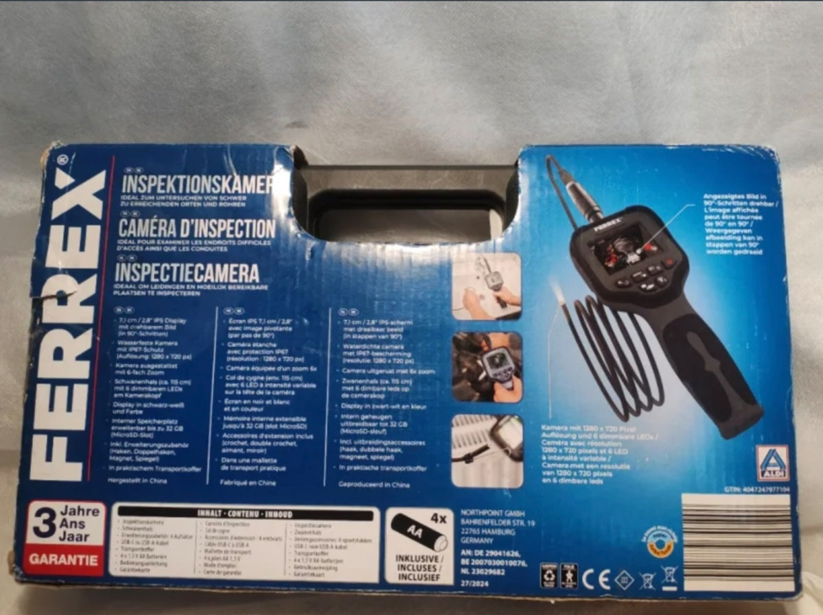 Telecamera da Ispezione Endoscopica Ferrex (Display 2.8" IPS) - NUOVA (Solo Testata)