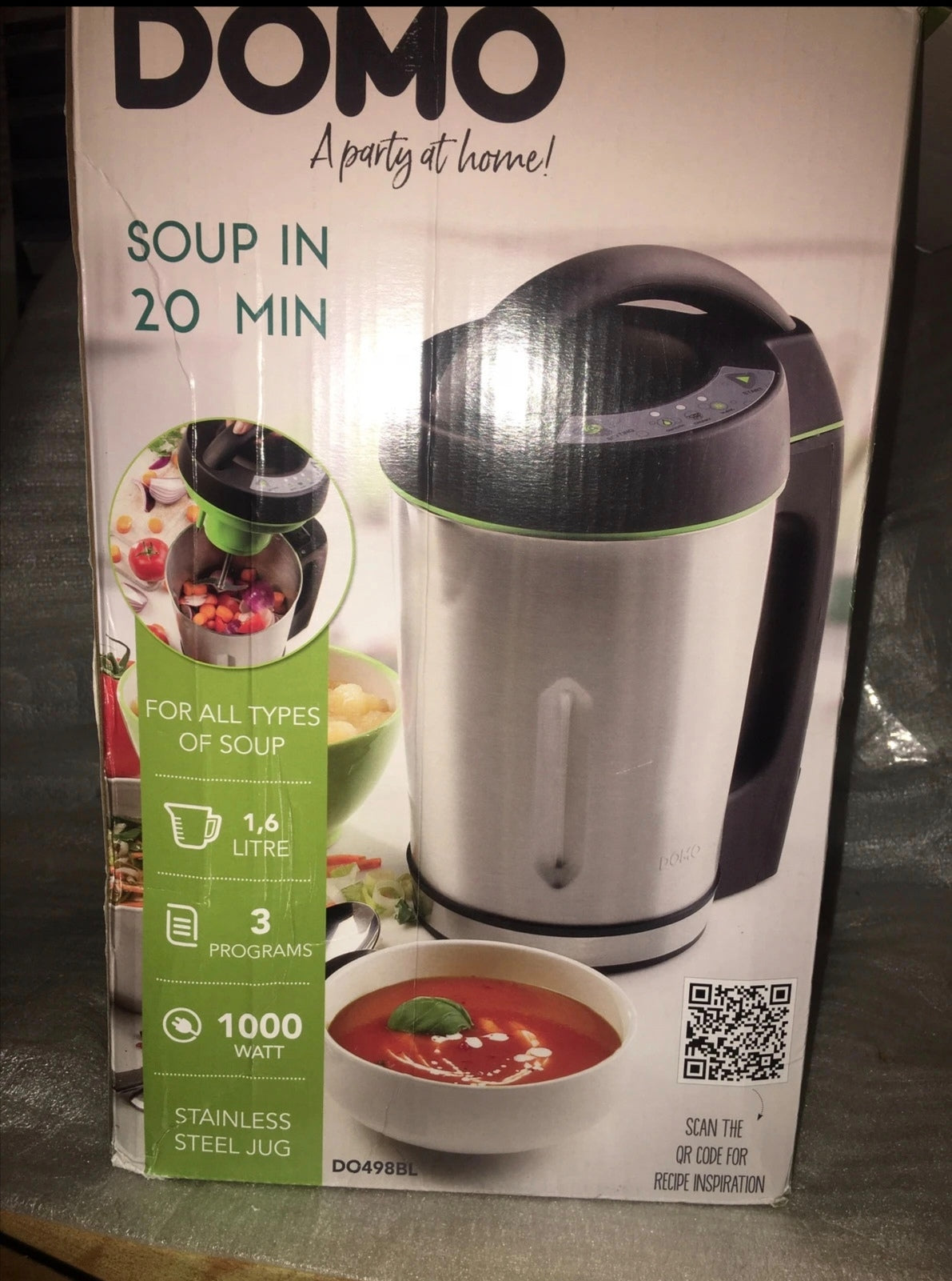 Zuppiera Elettrica DOMO DO498BL - Frullatore Riscaldato Multifunzione da 1,6 Litri (1000W)