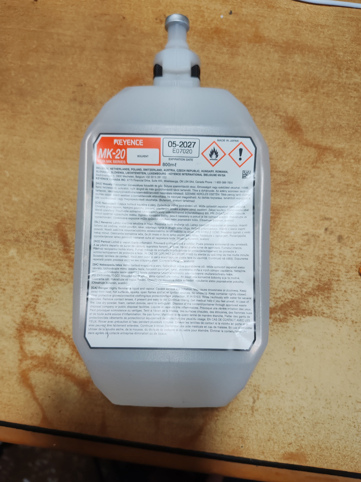 Solvente Keyence MK-20 per Marcatori Serie MK-G (Cartuccia 800 ml)